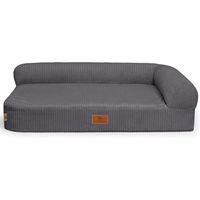 Produktbild von Knuffelwuff Orthopädisches Eck Hundebett Cortland aus Cordstoff XL 100 x 70cm Grau mit Lehne Rechts