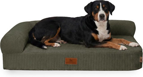 Produktbild von Knuffelwuff orthopädisches Eck Hundebett Cortland aus Cordstoff XL 100 x 70cm Khaki