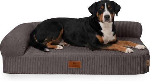 Produktbild von Knuffelwuff Orthopädisches Eck Hundebett Cortland aus Cordstoff XXL 120 x 80cm Braungrau