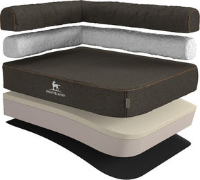 Knuffelwuff Orthopädisches Eck Hundebett Marlie aus Velours XL 100 x 70cm Schwarz – Bild 1 von 2