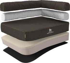 Knuffelwuff Orthopädisches Eck Hundebett Marlie aus Velours XL 100 x 70cm Schwarz mit Lehne Rechts – Bild 1 von 3