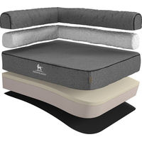 Produktbild von Knuffelwuff Orthopädisches Eck Hundebett Marlie Hundesofa aus Velours XXL 120 x 80cm Grau mit Lehne Links