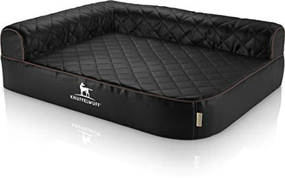 Knuffelwuff Orthopädisches Eck Hundebett Winslow aus Kunstleder Schwarz Größe L 85 x 63cm mit abnehmbarem Bezug – Bild 1 von 3