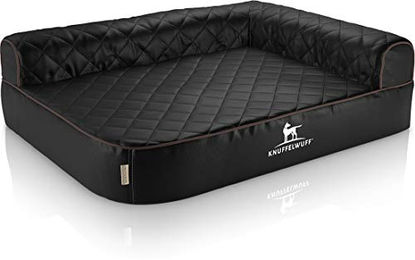 Knuffelwuff Orthopädisches Eck Hundebett Winslow aus Kunstleder XXL 120 x 80cm Schwarz mit Lehne Rechts – Bild 1 von 2