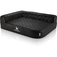 Produktbild von Knuffelwuff Orthopädisches Eck Hundebett Winslow aus Kunstleder XXL 140 x 100cm Schwarz mit Lehne Links und abnehmbarem Bezug