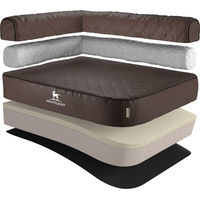 Produktbild von Knuffelwuff Orthopädisches Eck Hundebett Winslow aus laser-gestepptem Kunstleder Braun Größe L 85 x 63cm mit Lehne Links