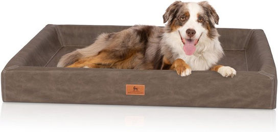 Knuffelwuff orthopädisches Hundebett Austin aus Kunstleder Braun Größe S – Bild 1 von 11
