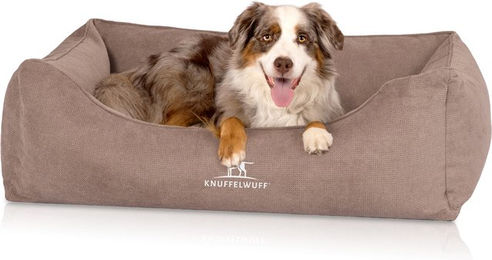 Produktbild von Knuffelwuff orthopädisches Hundebett Baltimore mit Wendekissen aus Velours in Grau zur Gelenkschonung