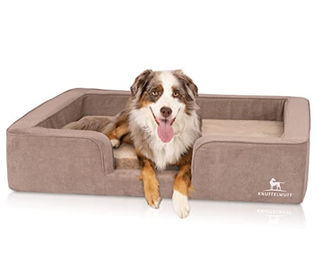 Knuffelwuff orthopädisches Hundebett Bellamy mit Wendekissen aus Velours Braun 80 x 60 cm – Bild 1 von 2