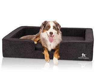 Knuffelwuff orthopädisches Hundebett Bellamy mit Wendekissen aus Velours Schwarz 120 x 100cm – Bild 1 von 1
