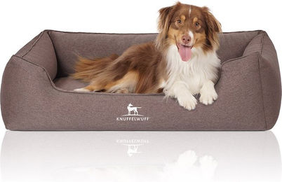 Knuffelwuff Orthopädisches Hundebett Leano aus Velours XXL Braun – Bild 1 von 6
