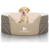 Produktbild von Knuffelwuff Orthopädisches Hundebett Lena aus Velours und Kunstleder Braun/Beige Größe L