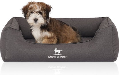 Knuffelwuff Orthopädisches Hundebett Leon aus Velours Grau Größe S – Bild 1 von 12