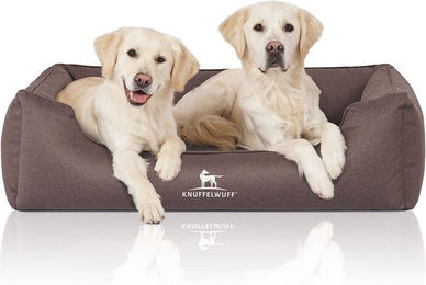 Knuffelwuff Orthopädisches Hundebett Leon aus Velours XXL Braun Grau – Bild 1 von 4
