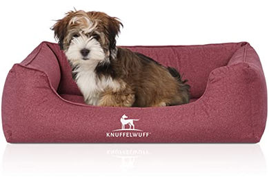 Knuffelwuff Orthopädisches Hundebett Malou aus Velours in Rot mit abnehmbarem Bezug für alle Altersstufen Größe L 85 x 63cm – Bild 1 von 3