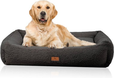 Knuffelwuff orthopädisches Hundebett Matteo XXL 120cm x 100cm Braun mit Memory-Foam und Teddyfell-Bezug – Bild 1 von 6