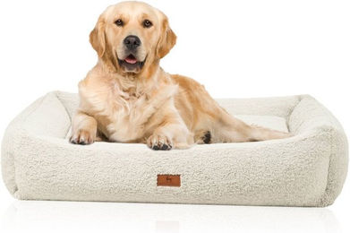 Knuffelwuff orthopädisches Hundebett Matteo XXL Beige mit Memory Foam und Teddyfell-Bezug – Bild 1 von 6