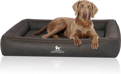 Knuffelwuff Orthopädisches Hundebett Montego aus Kunstleder Schwarz Größe S – Bild 1 von 10