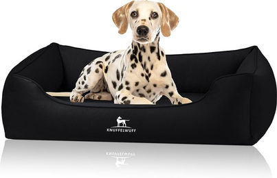 Knuffelwuff orthopädisches Hundebett Oliver XL Schwarz mit Memory Foam in Wildlederoptik – Bild 1 von 4