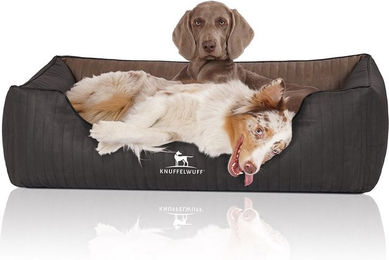 Knuffelwuff Orthopädisches Hundebett Outback aus Kunstleder XL Schwarz/Braun – Bild 1 von 9