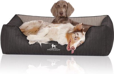 Knuffelwuff Orthopädisches Hundebett Outback aus Kunstleder XL Schwarz Grau – Bild 1 von 8
