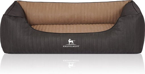 Knuffelwuff Orthopädisches Hundebett Outback aus Kunstleder XXL Schwarz Braun – Bild 1 von 7