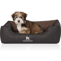 Produktbild von Knuffelwuff Orthopädisches Hundebett Outback aus laser-gestepptem Kunstleder Schwarz/Braun Größe L