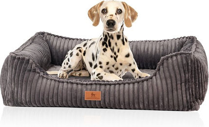 Knuffelwuff orthopädisches Hundebett Sedona aus Breitcord XL Grau für Gelenke und Allergiker – Bild 1 von 4