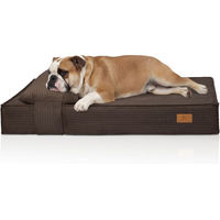 Produktbild von Knuffelwuff orthopädisches Hundebett Soleya aus Cord in Braun mit Memory Foam Matratze und Kopfkissen 100x70cm