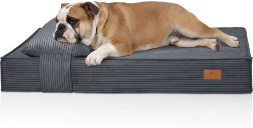 Produktbild von Knuffelwuff orthopädisches Hundebett Soleya aus Cord in Grau zur Gelenksupport