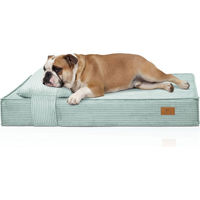 Produktbild von Knuffelwuff orthopädisches Hundebett Soleya aus Cord mit Memory Foam Matratze und Kopfkissen Petrol Größe L