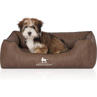 Produktbild von Knuffelwuff Orthopädisches Hundebett Tampa aus laser-gestepptem Kunstleder Braun Grau S