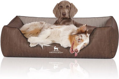 Knuffelwuff Outlander Orthopädisches Hundebett aus Kunstleder XL Braun Grau – Bild 1 von 9