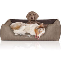 Produktbild von Knuffelwuff Outlander Orthopädisches Hundebett aus laser-gestepptem Kunstleder XL 105 x 75cm Braun/Natur