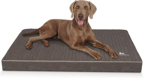 Knuffelwuff Palomino orthopädische Hundematte aus Kunstleder XXL Braungrau – Bild 1 von 4