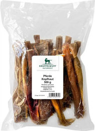 Produktbild von Knuffelwuff Pferdekopfhaut Naturkauartikel für Pferde hypoallergen 500g