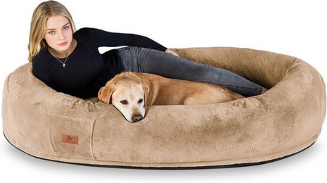 Produktbild von Knuffelwuff Plufi XXL Hundebett mit Memory Foam in Beige für alle Altersstufen