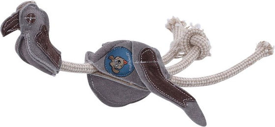 Produktbild von Knuffelwuff Robustes Hundespielzeug Geier aus Wildleder mit Seil in Grau