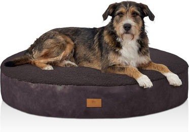 Knuffelwuff rundes Hundebett Bolster aus Plüsch Braun 120 cm – Bild 1 von 3