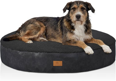 Knuffelwuff rundes Hundebett Bolster aus Plüsch in Grau Schwarz 100 cm – Bild 1 von 3