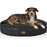 Produktbild von Knuffelwuff rundes Hundebett Bolster aus Plüsch in Grau Schwarz XL