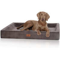 Produktbild von Knuffelwuff Santiago orthopädisches Hundebett aus Cord in Braun/Grau Größe L