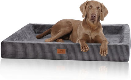 Knuffelwuff Santiago Orthopädisches Hundebett aus Cord in Grau Größe S 70 x 50cm – Bild 1 von 6