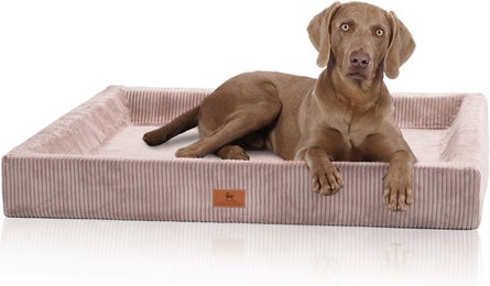 Knuffelwuff Santiago orthopädisches Hundebett aus Cord in Rosa Größe L – Bild 1 von 7