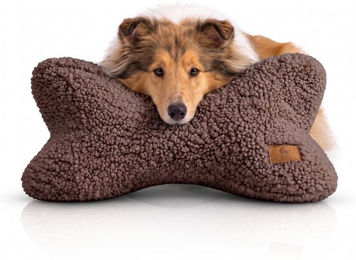 Knuffelwuff Schlafknochen Koda Hundespielzeug aus Teddy Material Braun – Bild 1 von 1