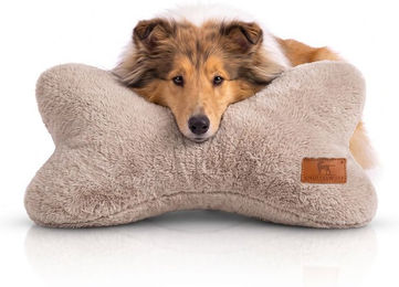 Knuffelwuff Schlafknochen Nilo Hundespielzeug aus Kaninchen Fellimitat Beige – Bild 1 von 1