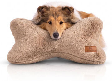 Knuffelwuff Schlafknochen Nilo Hundespielzeug aus Kaninchen Fellimitat Braun – Bild 1 von 1