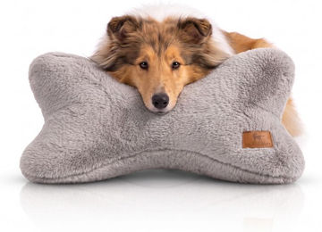 Knuffelwuff Schlafknochen Nilo Hundespielzeug aus Kaninchen Fellimitat Grau – Bild 1 von 1