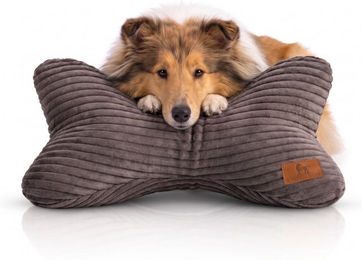Knuffelwuff Schlafknochen Weston Hundespielzeug aus Cord Braungrau – Bild 1 von 1