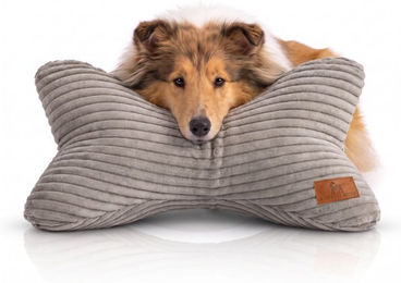 Knuffelwuff Schlafknochen Weston Hundespielzeug aus Cord Hellgrau – Bild 1 von 1